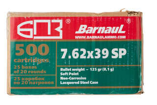 Barnaul 7.62x39 123gr Full Metal Jacket Ammo come in a box of 500